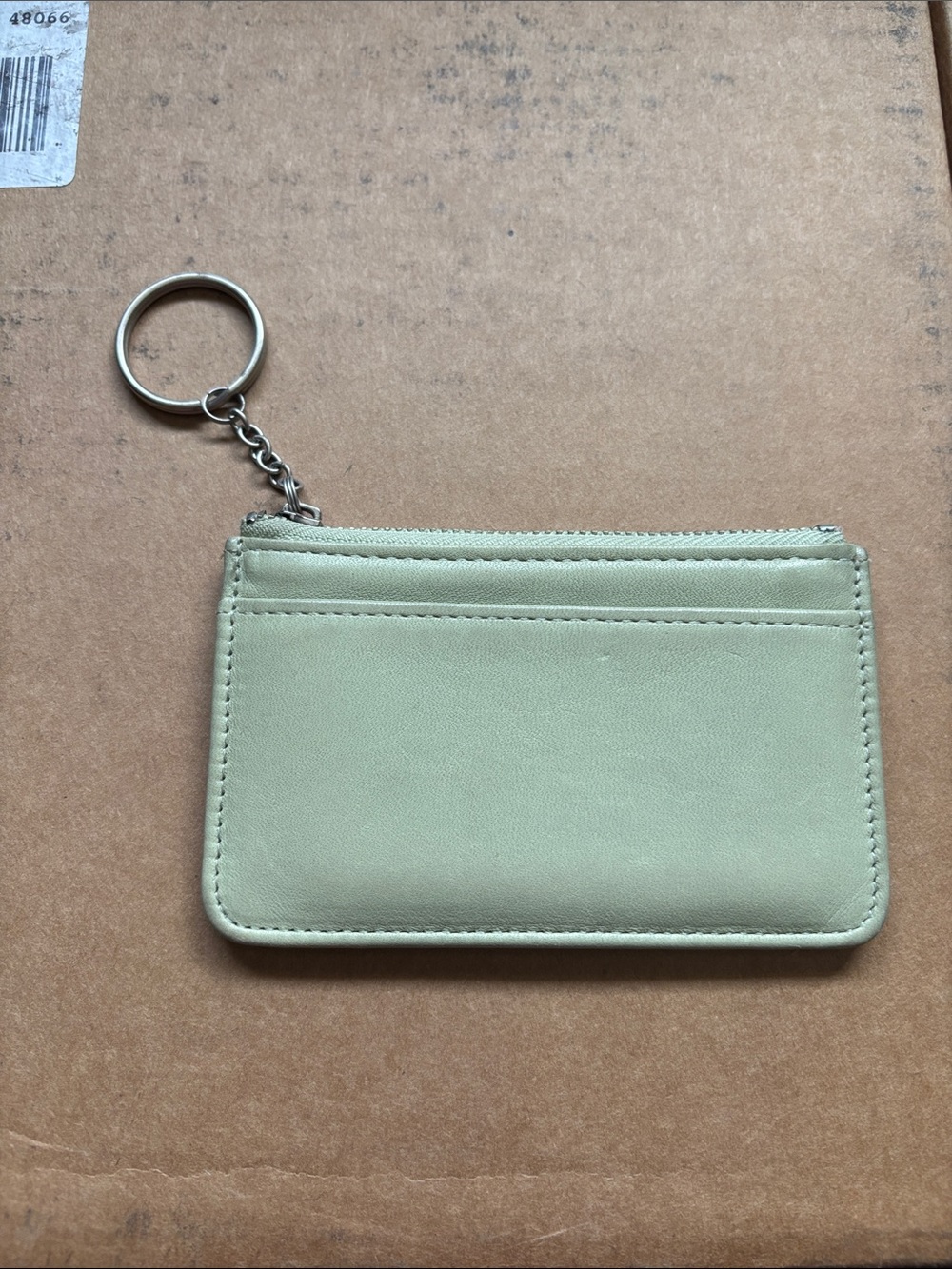 Coach “mini skinny” coin/card zip wallet rare pistachio leather keychain - Picture 5 of 5